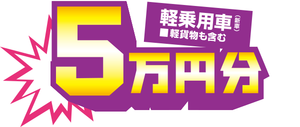 軽乗用車(軽貨物も含む)5万円分プレゼント